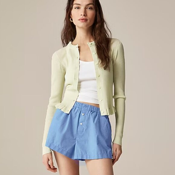 J. Crew Women's Cotton poplin boxer short XL Hydrangea - Picture 1 of 4